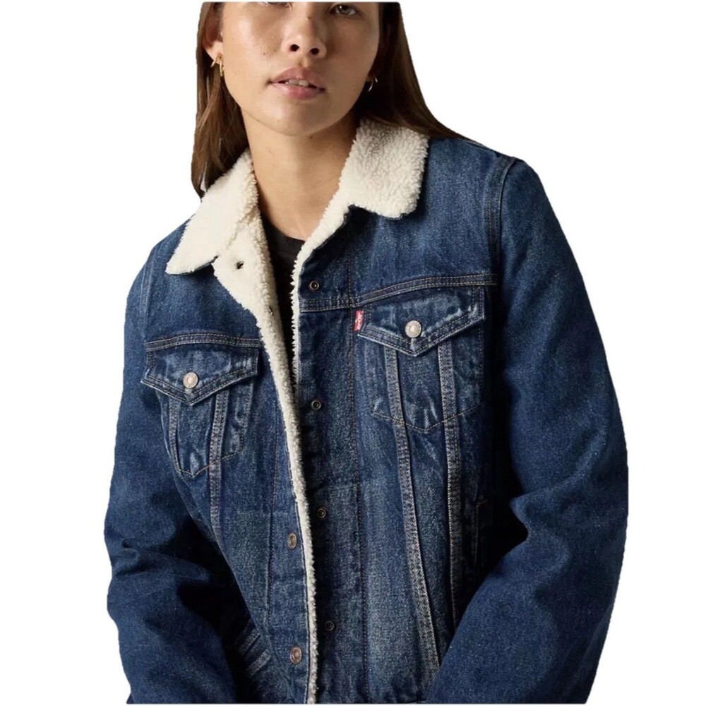 Levi’s Women’s Original Sherpa Trucker Jacket Medium Wash Denim Small